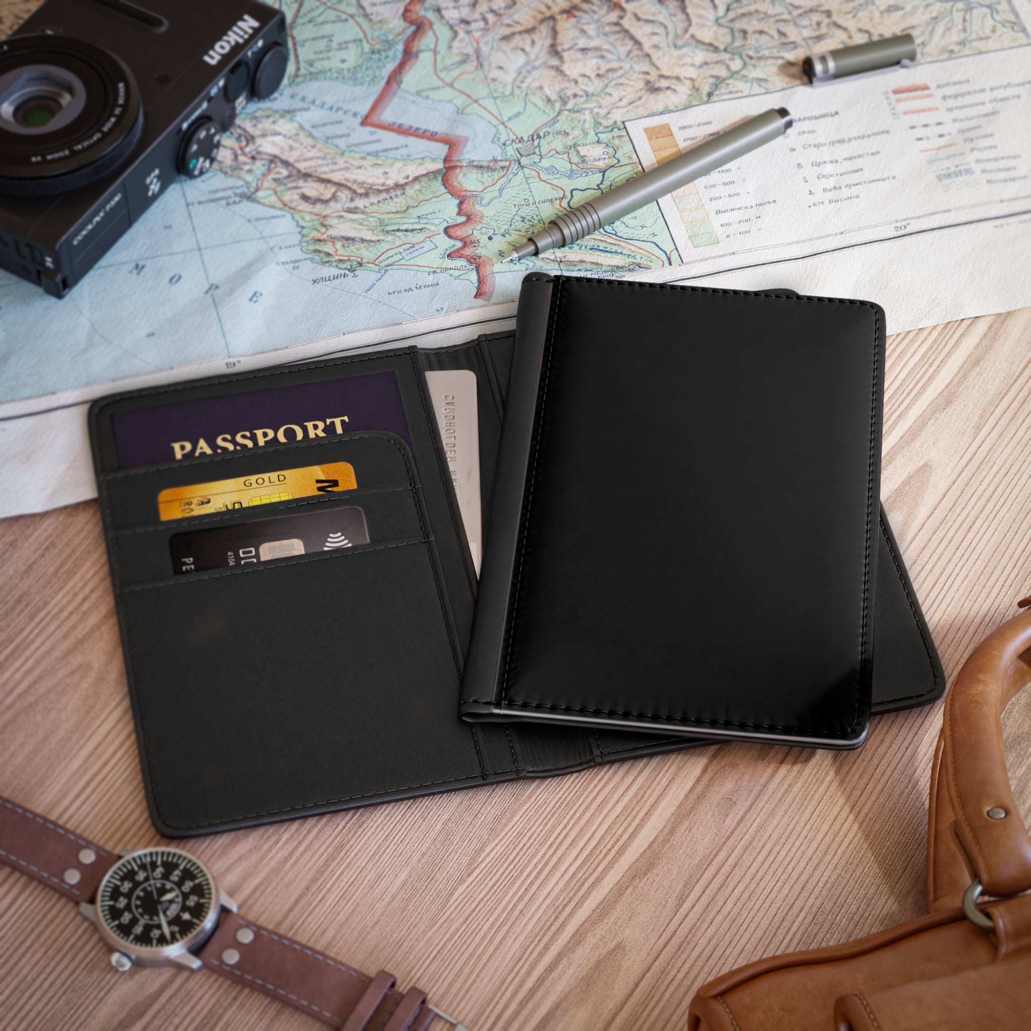 Custom Passport Cover with RFID Protection – Personalized Travel Wallet in Faux Leather