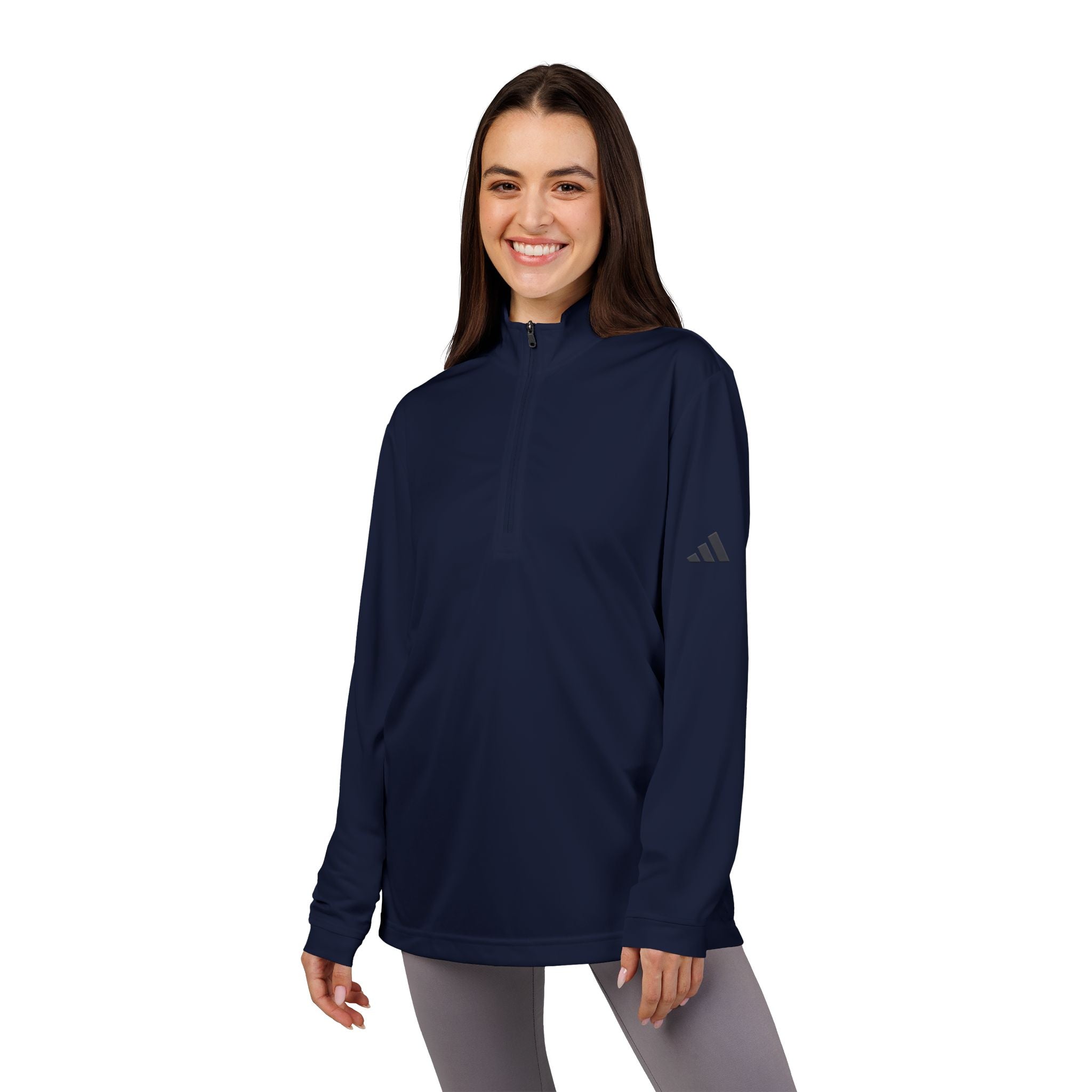 Custom Unisex adidas Quarter-Zip Pullover with Personalized Logo – Sustainable Comfort & UPF 50+ Protection